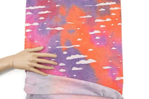 Pink Purple Orange Deconstructed Distressed Post Apocalyptic Jacquard Knit Fabric 1 yard 33 inches PDK00300